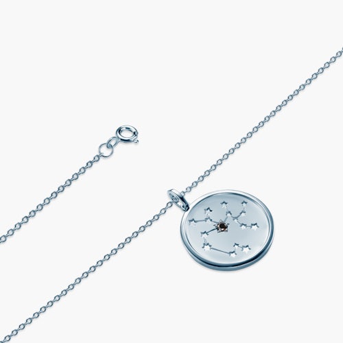 Naszyjnik znak zodiaku strzelec Savicki: srebrny, czarny diament